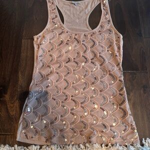 Charlotte Russe Tan Sequin Tank Top